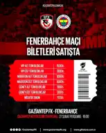 Gaziantep FK - Fenerbahçe Maçı Biletleri Satışta!