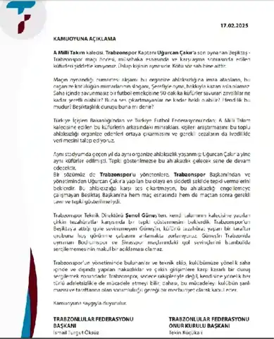 Trabzonspor, Uğurcan Çakır'a Yapılan Küfürleri Kınadı!